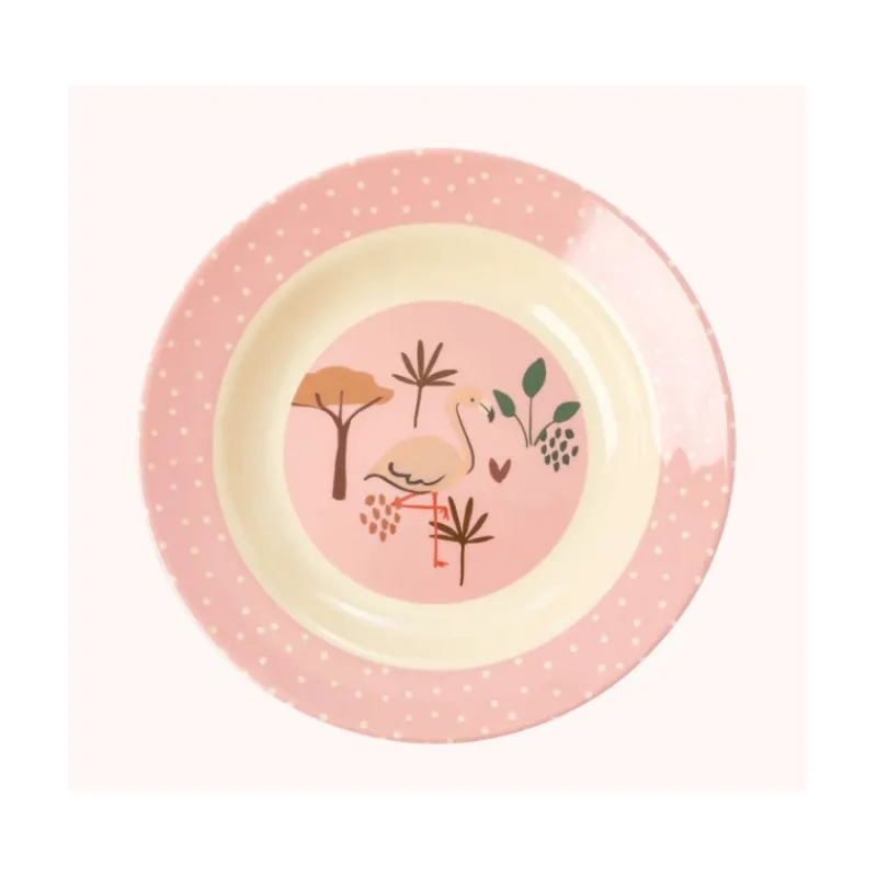 La Vaisselle Pour Enfant<Rice Assiette creuse rose Flamant en mélamine,