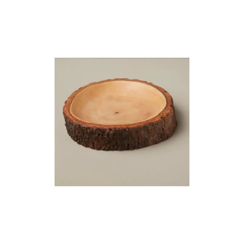 Les Assiettes Creuses<Be Home Assiette en bois de manguier avec bord en écorce,
