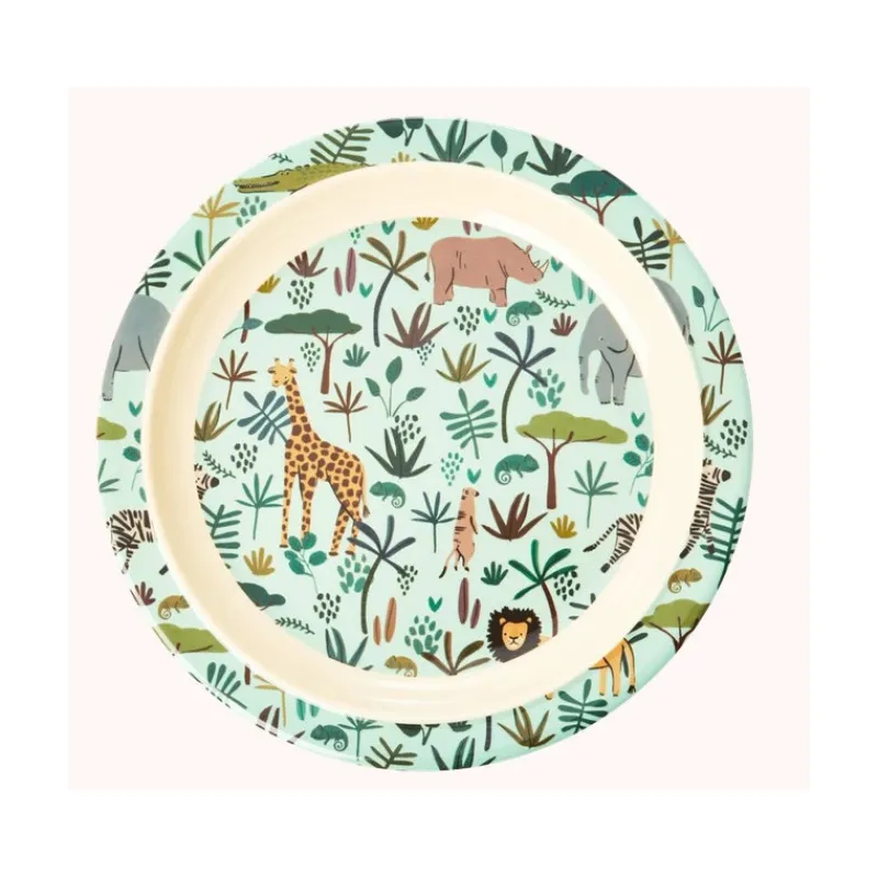 La Vaisselle Pour Enfant<Rice Assiette plate bleu Jungle en mélamine,