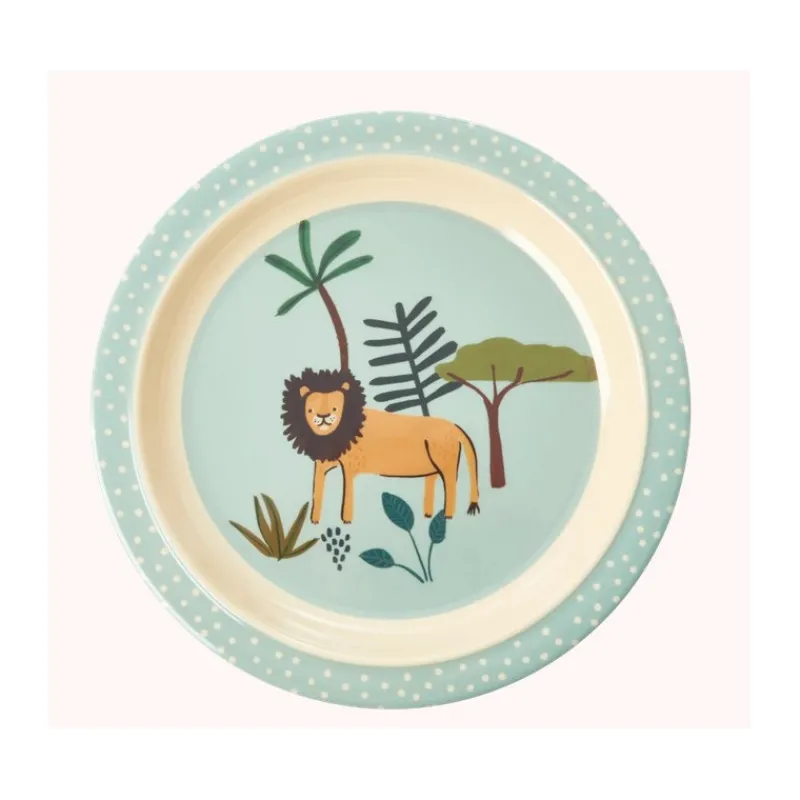 La Vaisselle Pour Enfant<Rice Assiette plate bleu Lion en mélamine,