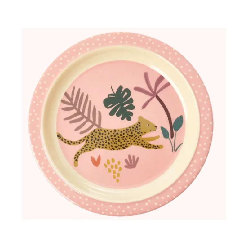 La Vaisselle Pour Enfant<Rice Assiette plate rose Guépard en mélamine,