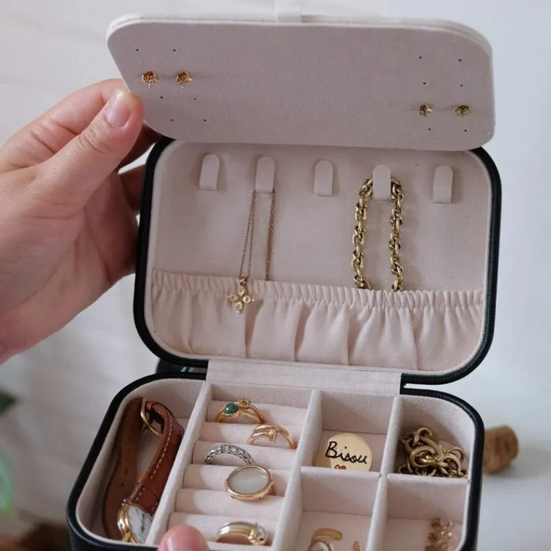 Les Bijoux | Les Accessoires<Maison Scarlett Boîte à Bijoux de Voyage Brigitte Cuir Noir,