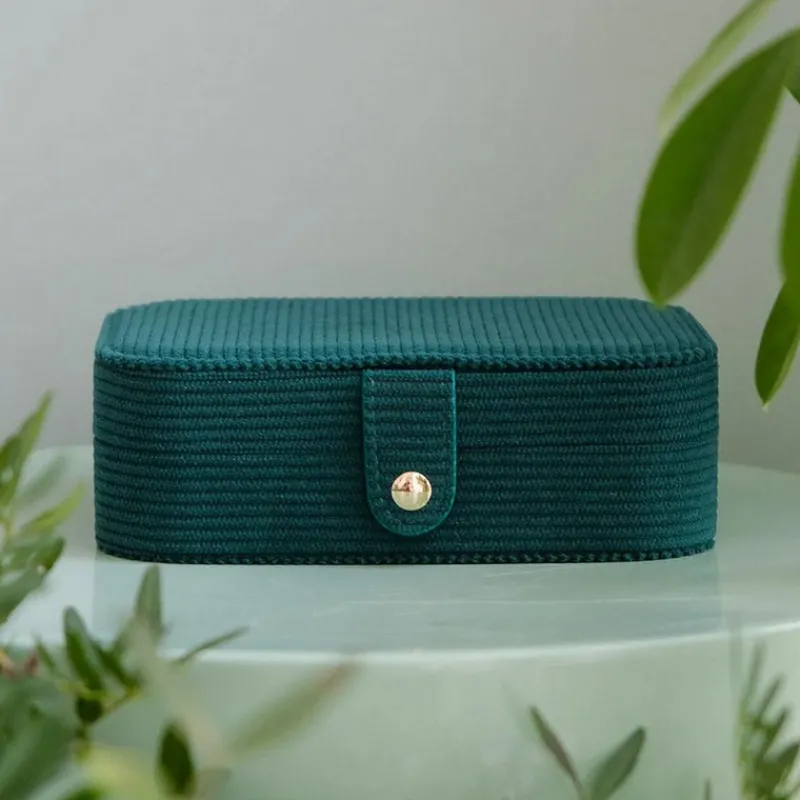 Les Bijoux | Les Accessoires<Maison Scarlett Boîte à Bijoux de Voyage Brigitte Velours Côtelé Vert,
