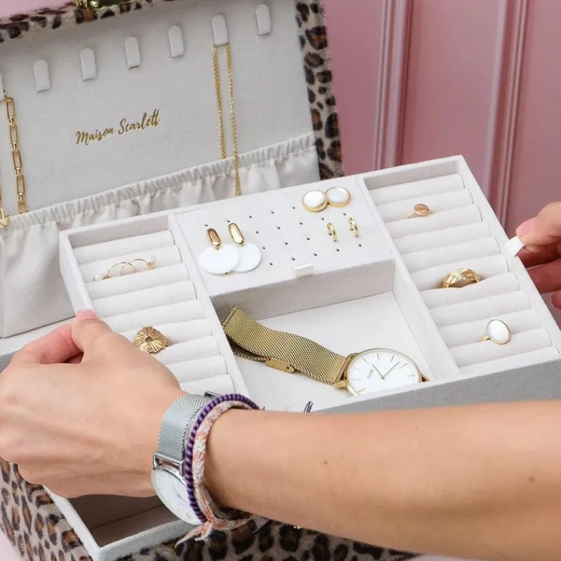 Les Bijoux | Les Accessoires<Maison Scarlett Boîte à Bijoux Louise Velours Léopard,