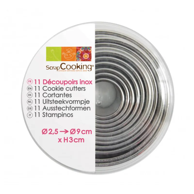 Emporte-Pièce<ScrapCooking Boîte 11 emporte-pièces ronds en inox,