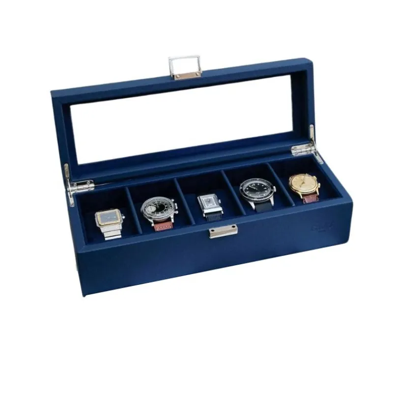 Les Accessoires<Maison Scarlett Boîte à Montres de Voyage Jean 5 emplacements Bleu,