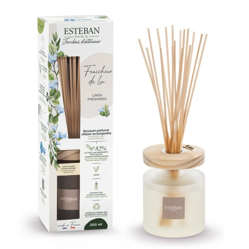 Diffuseurs De Parfum D'Intérieur<ESTEBAN Bouquet parfumé Ellipse Fraicheur de Lin 200ml,