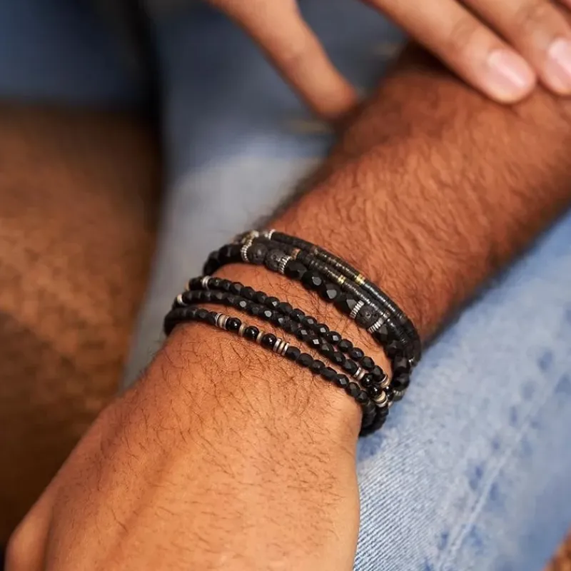 Les Bijoux<Têtes Blondes Bracelet Homme Gentleman XL Noir Mat,