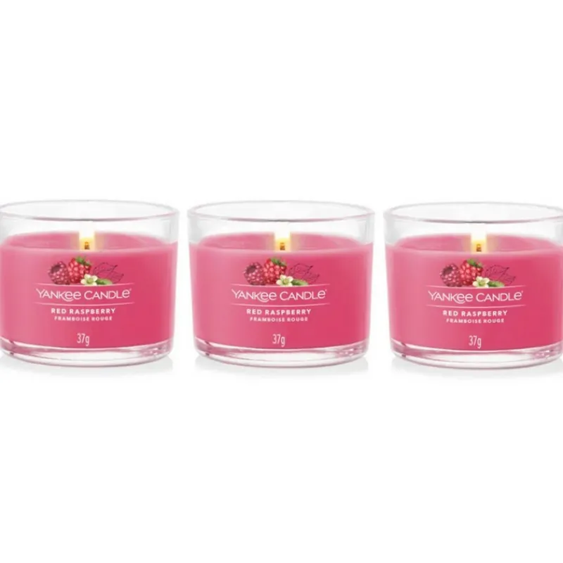 Bougies Parfumées<Yankee Candle Coffret de 3 Bougies Votives Parfumées Framboise Rouge,