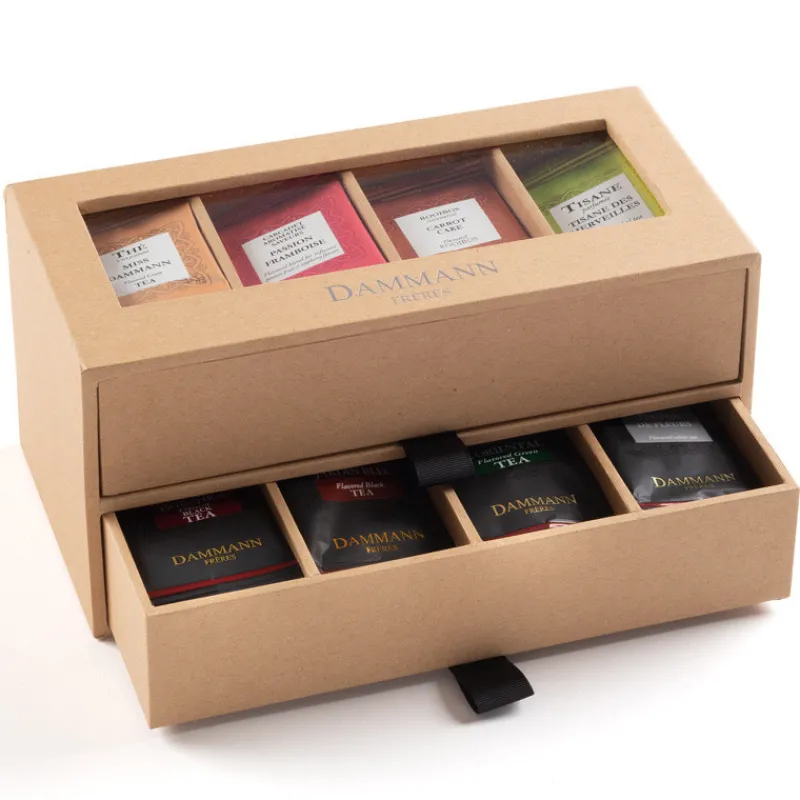 Les Thés Et Tisanes<DAMMANN FRERES Coffret thé 7/7 Kraft 2 tiroirs garni de 56 sachets, Dammann Frères