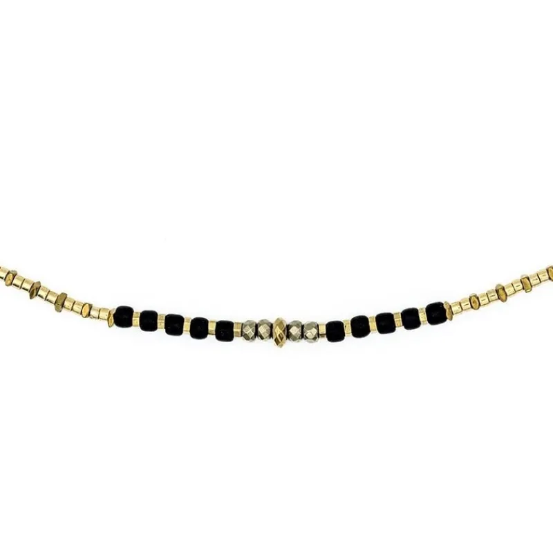 Les Bijoux<Têtes Blondes Collier et Bracelet 3 tours Andy Gold Noir,