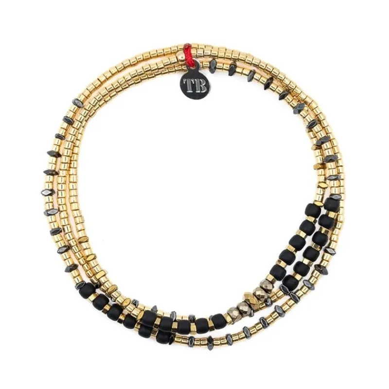 Les Bijoux<Têtes Blondes Collier et Bracelet 3 tours Andy Gold Noir,