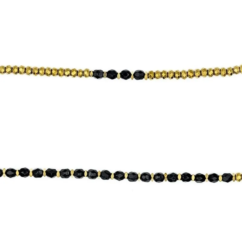 Les Bijoux<Têtes Blondes Collier et Bracelet 6 tours Caroline Gold Noir,