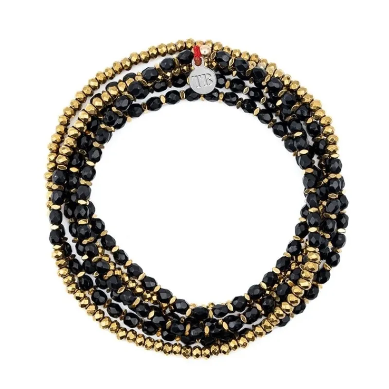 Les Bijoux<Têtes Blondes Collier et Bracelet 6 tours Caroline Gold Noir,