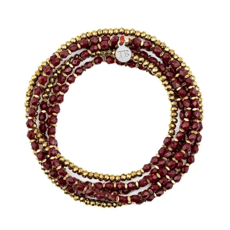 Les Bijoux<Têtes Blondes Collier et Bracelet 6 tours Caroline Rouge Cerise,