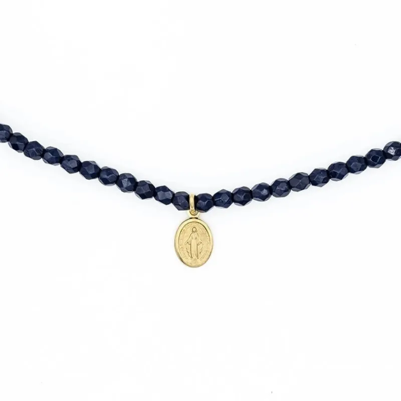 Les Bijoux<Têtes Blondes Collier et Bracelet 3 tours Madone Bleu Navy,