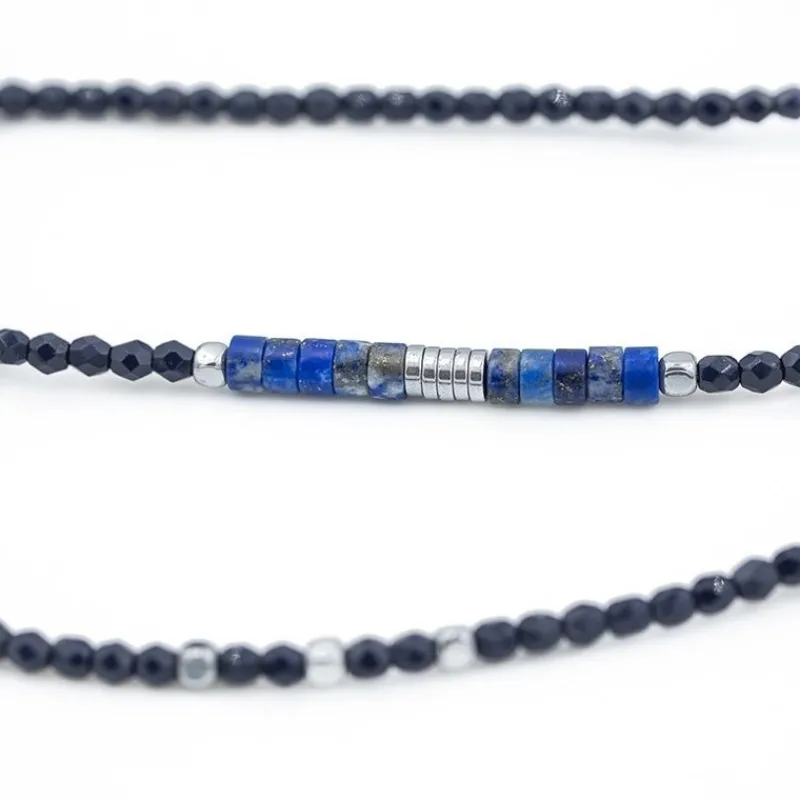 Les Bijoux<Têtes Blondes Collier et Bracelet 6 tours Nadège Bleu Navy,