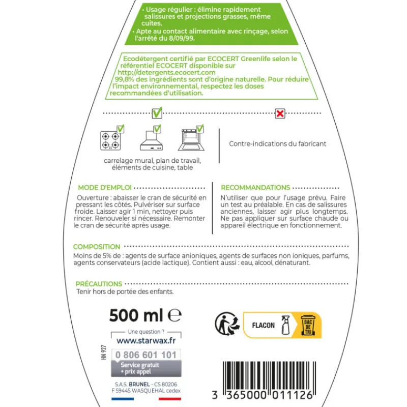 Écologiques | Cuisine<STARWAX Dégraissant express pour cuisines Soluvert 500 ml,