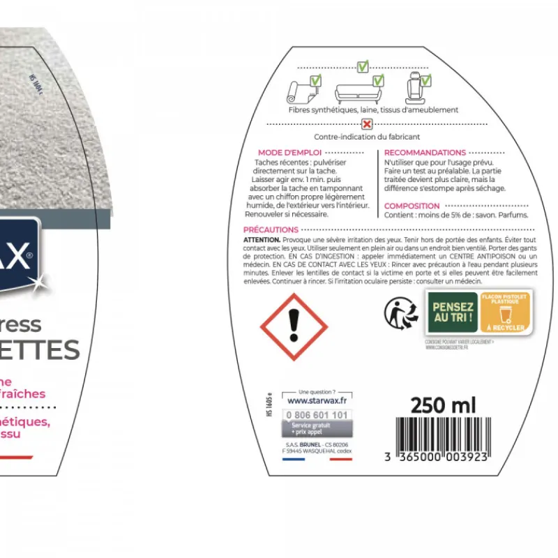 Sols<STARWAX Détachant express pour tapis et moquettes,