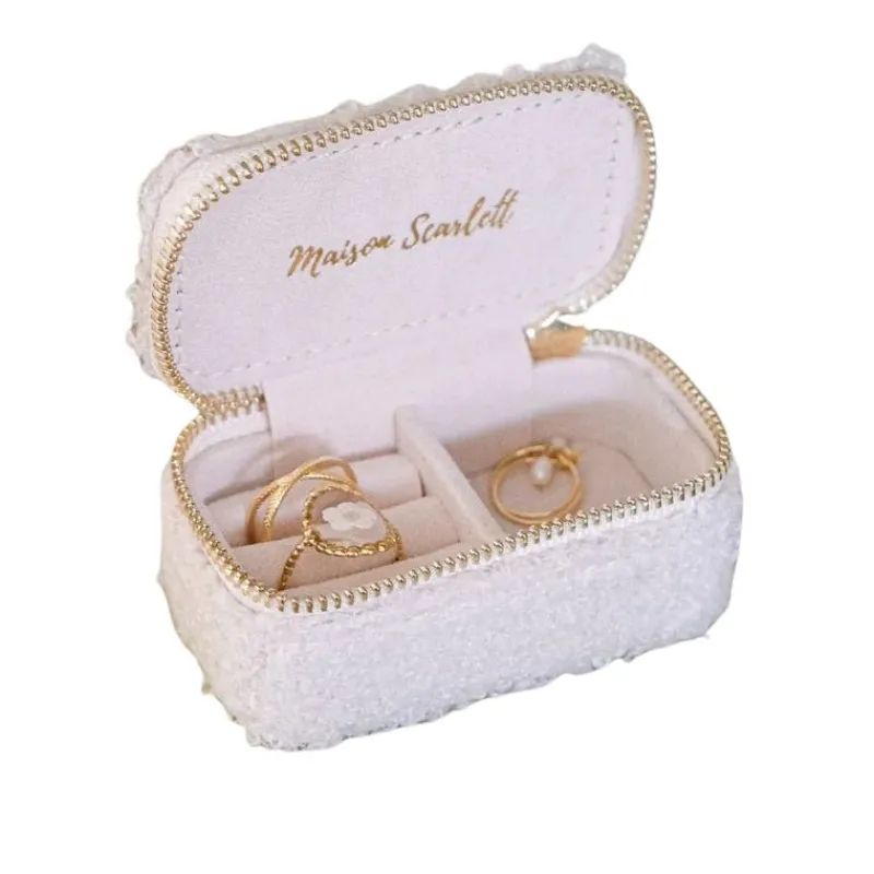 Les Bijoux | Les Accessoires<Maison Scarlett Mini Boîte à Bijoux de Voyage Marie Moumoute Blanc,