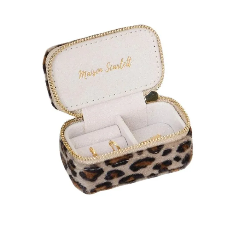 Les Bijoux | Les Accessoires<Maison Scarlett Mini Boîte à Bijoux de Voyage Marie Velours Léopard,