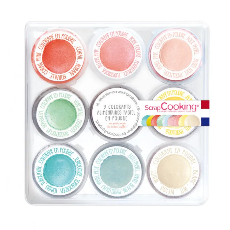 Les Macarons | Les Cupcakes<ScrapCooking 9 Mini-colorants artificiels en poudre Pastel,
