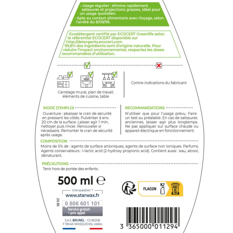 Écologiques<STARWAX Nettoyant multi-usages à l'alcool ménager Soluvert,