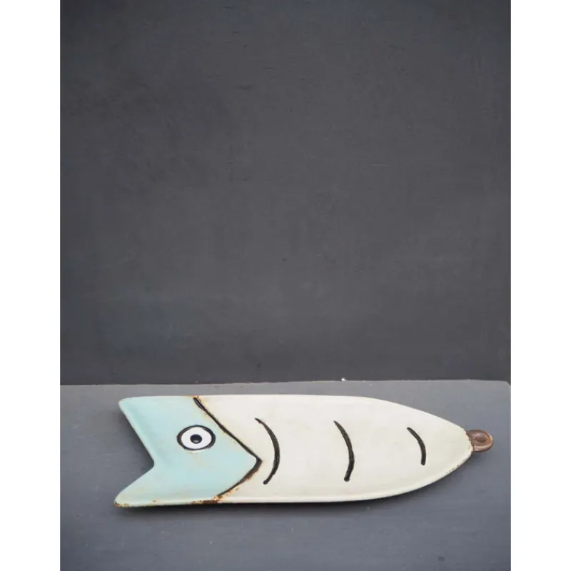 Objets Insolites<Chehoma Petit plat poisson Comic blanc & Bleu,