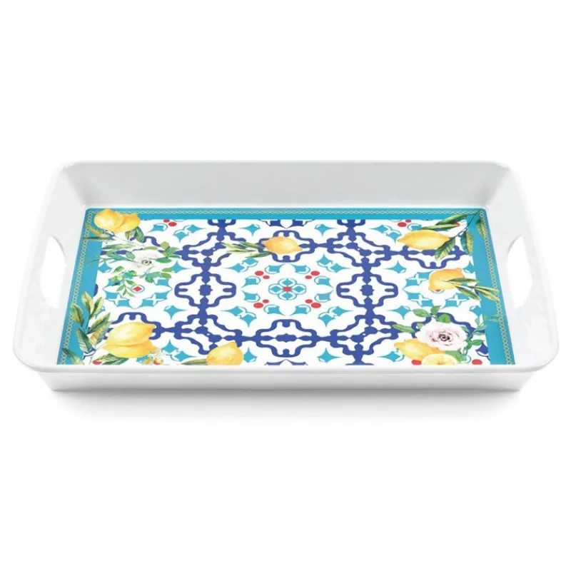 Les Plateaux<GUZZINI Plateau rectangulaire Flower & Lemon,