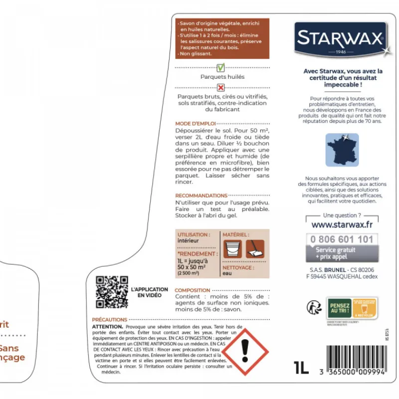 Sols<STARWAX Savon d'entretien parquets huilés