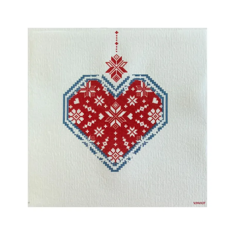Serviettes En Papier<Françoise PAVIOT Serviettes en papier Cœur Brodé,