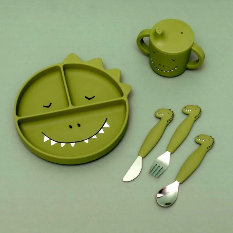 Les Couverts Pour Enfant<Trixie Set 3 couverts silicone Mr Dino,