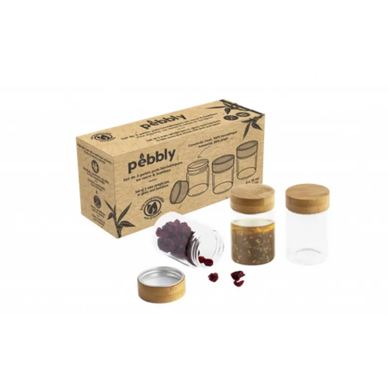 Boîtes Hermétiques<PEBBLY Set de 3 pots à vinaigrette 75ml,