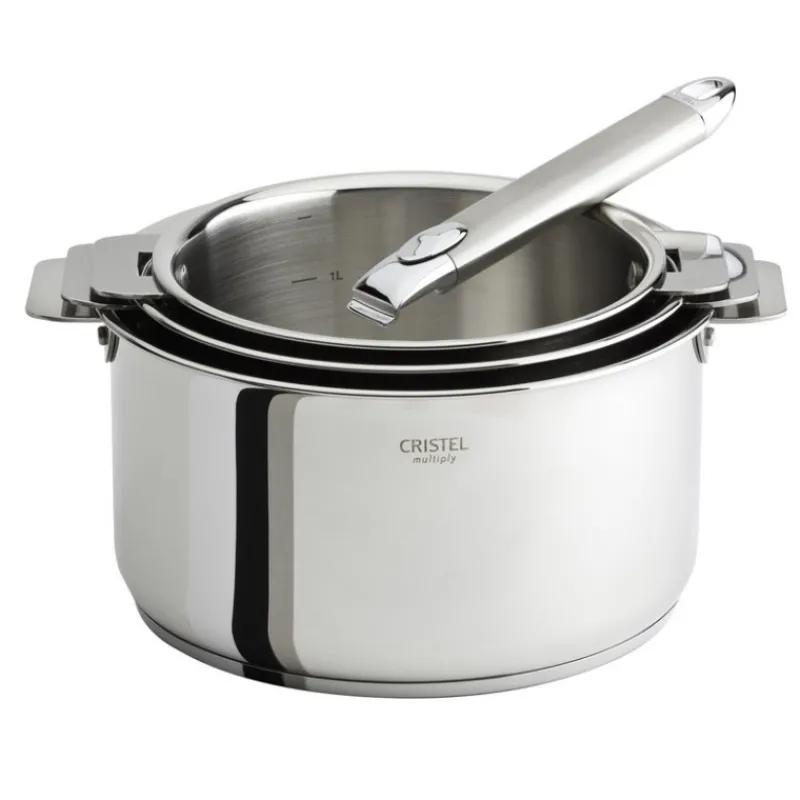 Amovible<CRISTEL Série de 3 casseroles amovibles inox Casteline,