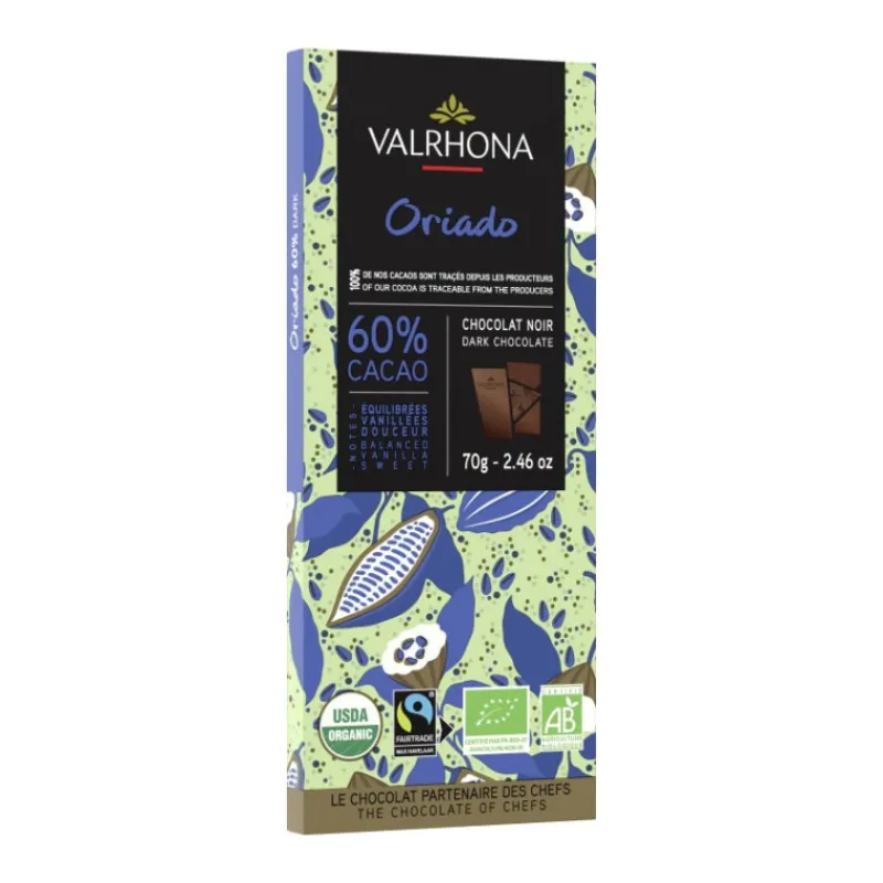 Le Chocolat<VALRHONA Tablette chocolat noir bio Oriado 60%,