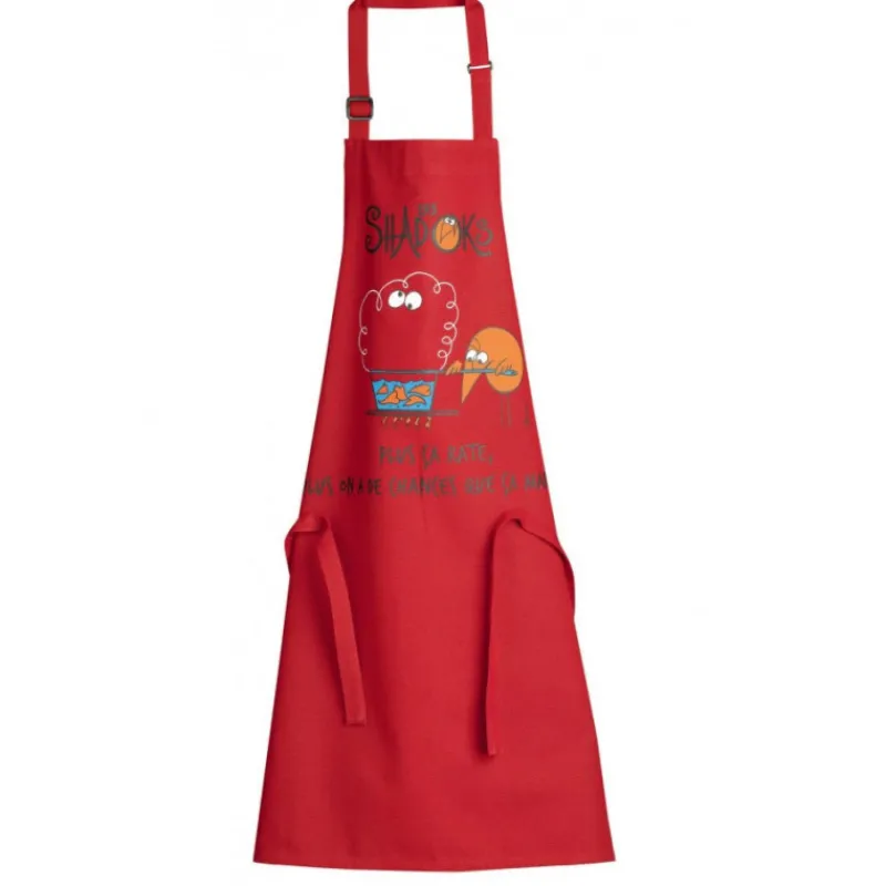 Torchons<Winkler Tablier de cuisine Shadoks "Plus ça rate" rouge,